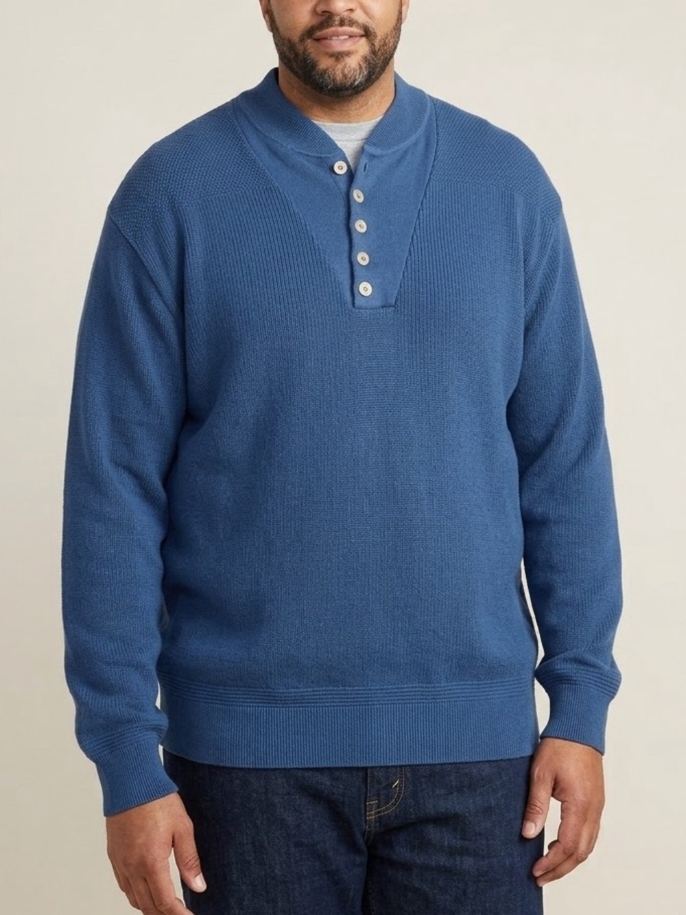 L.L. Bean Blue Cotton Men's Sweater Size XXL Preppy Vintage Made in USA